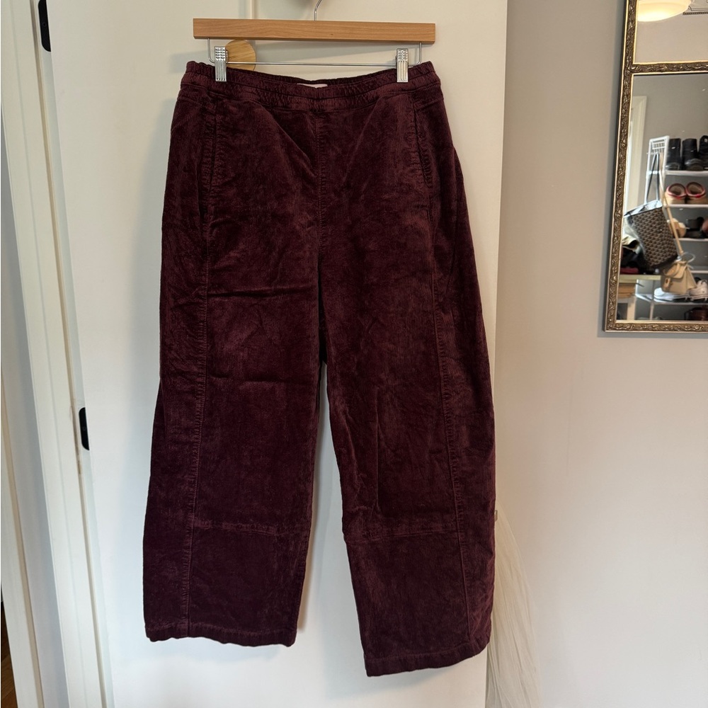 Pilcro Anthropologie Corduroy Barrel Pants in Burgundy